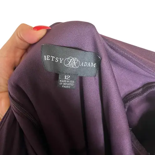 Betsy and Adam Womens Pur-ple Lined 3/4 Sleeve Dress size 12