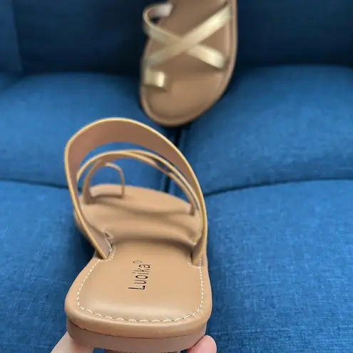 Golden Women's Flat Wide Width Sandals Gold Size 7