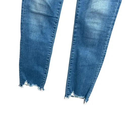 3x1 NYC Womens Skinny Jeans Raw Hem Distressed Blue Denim Size 25