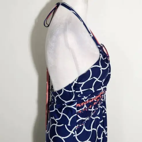 Saint Tropez West Pink and Navy Maxi Dress Size Medium Resortwear Dress