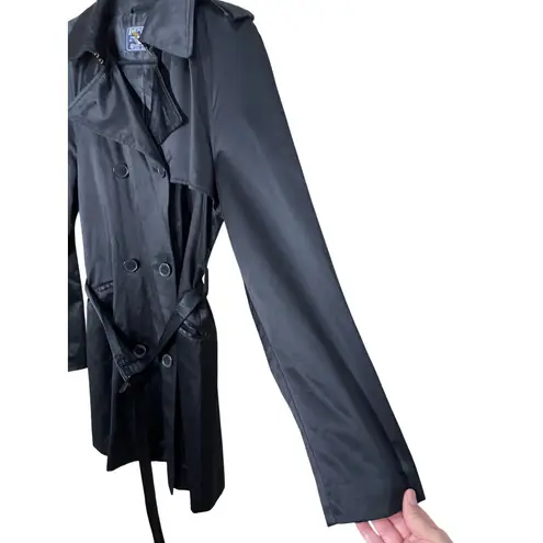 American Living Women's Black Double Breasted Trench Coat Belted Size M