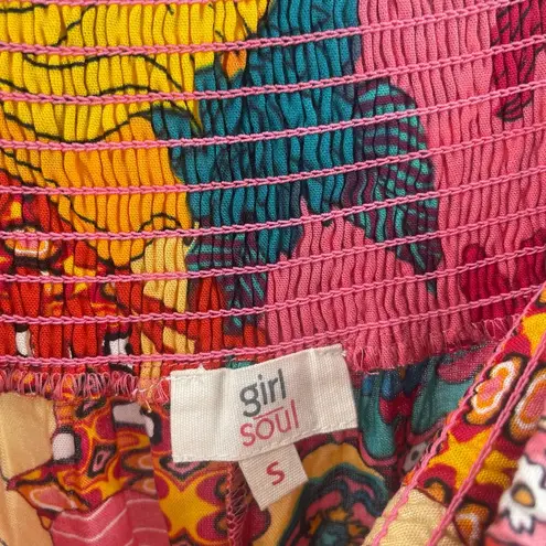 GIRL SOUL Set Size Small Pants and Bandeau Hippie Boho Bohemian Pom Pom Retro Pink