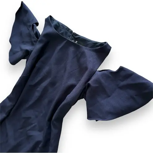 Leslie Fay Navy Cold Shoulder Shift Dress - Size 8