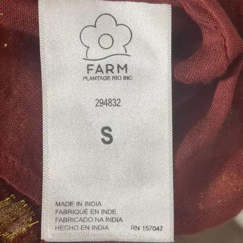 Farm Rio Banana Flower Polka Dot Red Mini Dress Small Maroon Gold Flirty NWT