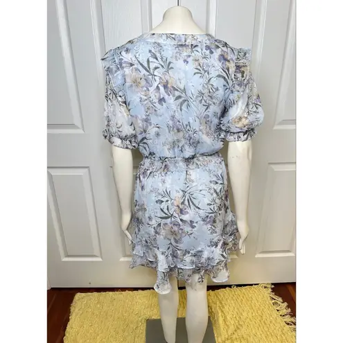 Aura Red Dress Boutique Romantic Antics Floral Print Tie Front Ruffle Mini Dress