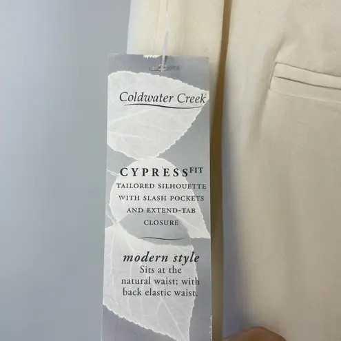 Coldwater Creek Ivory Silk Linen Blend Cypress Fit Wide Leg Cuffed Pants