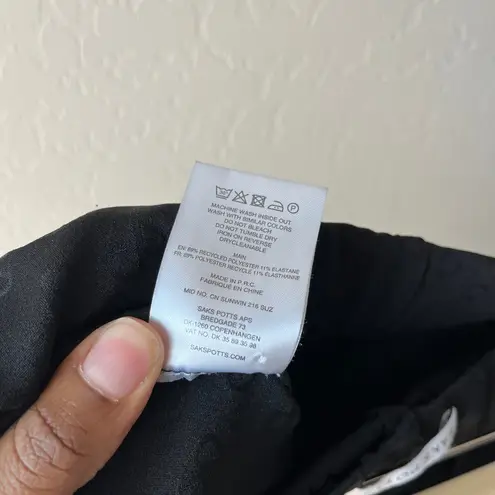 Saks Potts Pants Black Lissi Logo Jacquard High Rise Straight Leg Pants Size 1