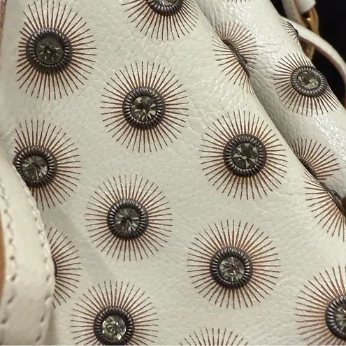 ESCADA Ivory White Leather Crystal Studded T