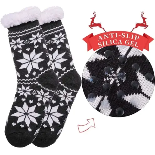 Nib! Women’s thick winter snowflake socks Black