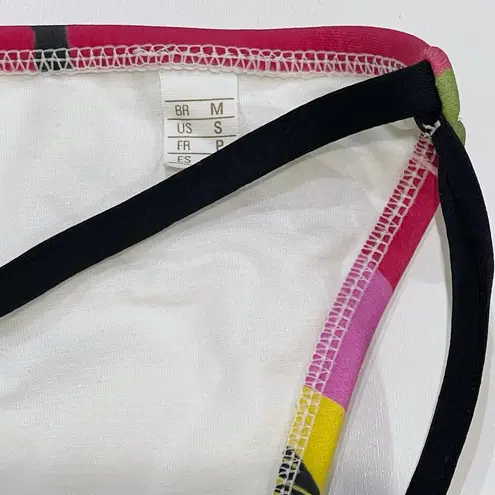 NEW Salinas S Runway High Neck Bikini Top MultiColor Palm Trees Birds Swimsuit Blue