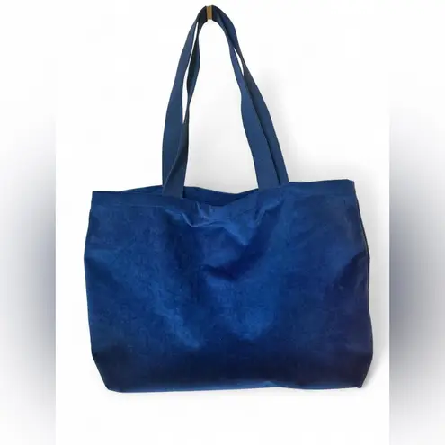 Velour Navy Blue Tote Bag with Gold Lettering