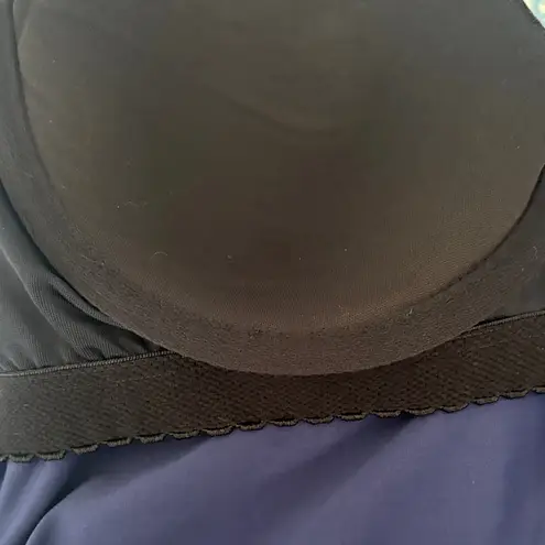 Lands End Tankini and Navy Patterned High Waisted Women's Swim Skirt Plus 14W L Blue