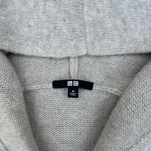 Uniqlo Beige  Wool Blend Long Hooded Cardigan w/ Button Closure and Pockets
