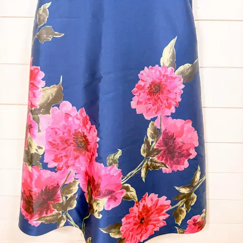 Kay Unger NEW Ina Peony Floral Belted Blue Pink Midi Dress, Size 6 MSRP $318 - Image 9