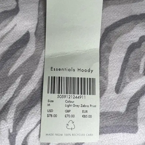 Sweaty Betty Essentials Light Gray Zebra Print Hoodie Size M NWT - Image 5