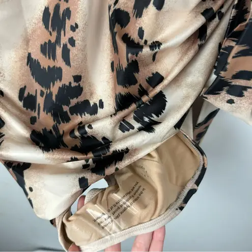 Cacique NWT Swim No Wire One Piece Sz 28 Animal Print Belt Tie Waist