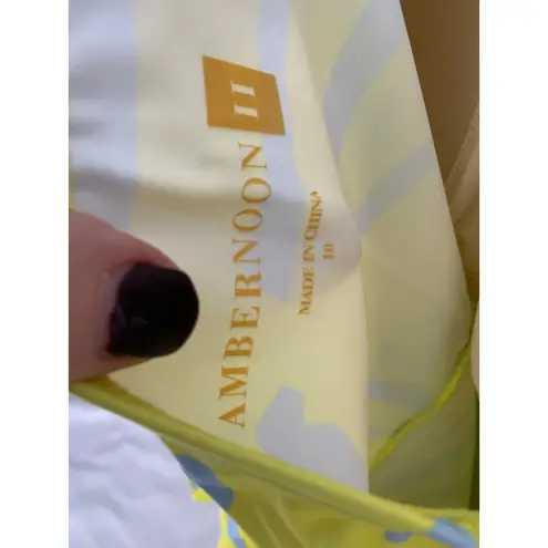 AmberNoon II by Dr. Erum Ilyas UPF 50 Palm Leaf Printed Wrap Swim Dress Yellow Size 10