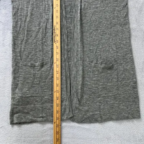 MNG by Mango Gray 100% Cotton Open Front Cardigan Sweater Pockets Womens Large