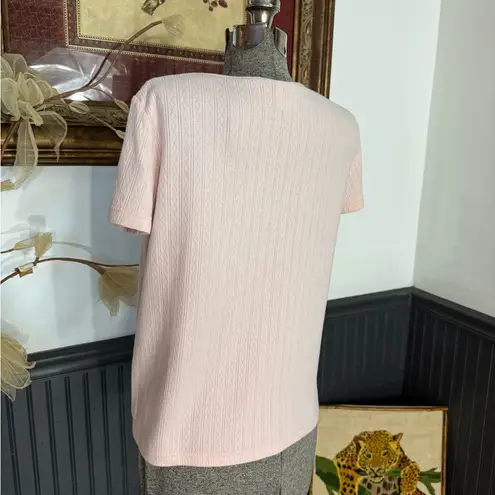 Blair Vintage 90’s Pointelle Henley Baby Pink Tee ~ Size Small 💚🍄