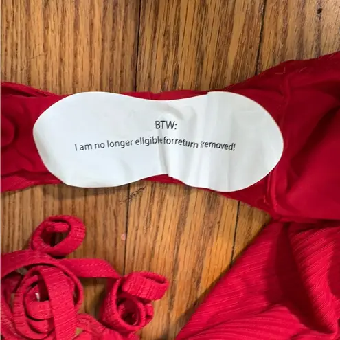 ANDIE String Bikini Set Ribbed Flame Red size M NWT/NWOT