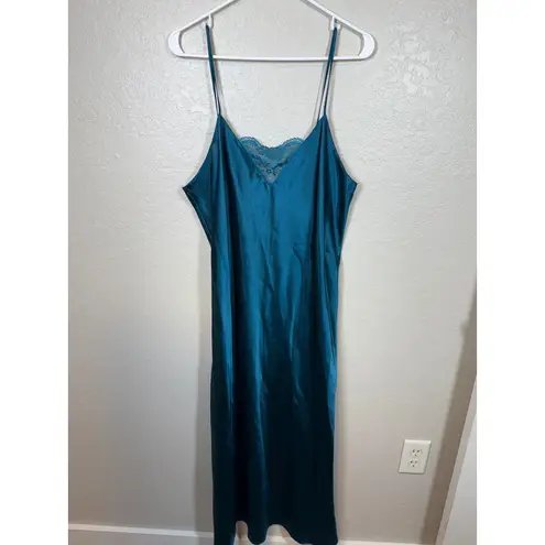 Thalia Sodi Teal Floral Satin Robe & Slip Dress L/XL Lounge Sleepwear