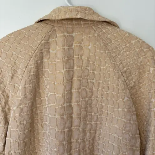 St. John Collection  Cream Metallic Crocodile Print Suit Jacket Blazer Button