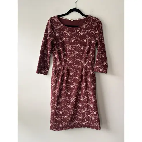 Boden Penny Dress Horse Print Sheath Pencil‎ Knee Length 3/4 Sleeve Red Size 6