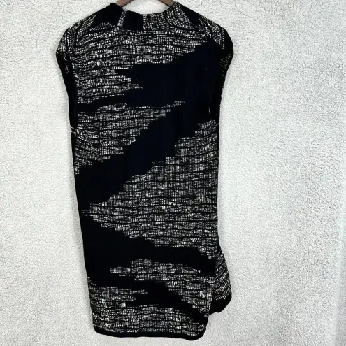 Chico's  Cardigan Womens Small Black‎ Open Front Sleeveless Longline Tweed Boho