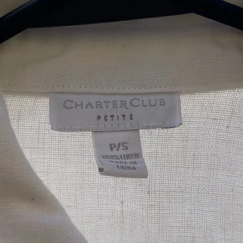 Charter Club Blazer with Button Front Jacket Roll Tab Sleeve. 100%Linen