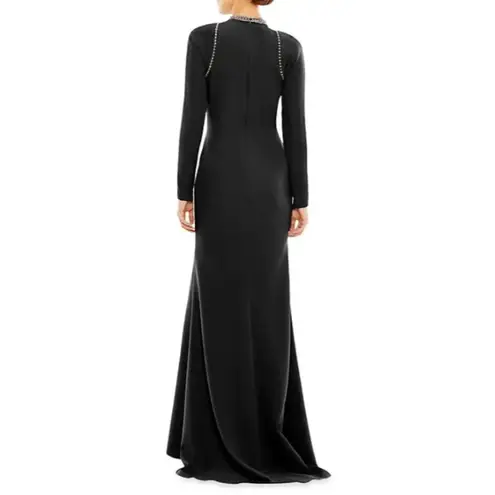 Mac Duggal Ieena NEW Jeweled Elegant Jersey Sheeth Long Sleeve Gown Black 16