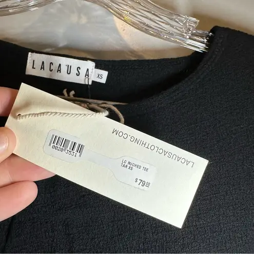 Lacausa NWT Black Short Sleeve LC Ruched Tee size XS