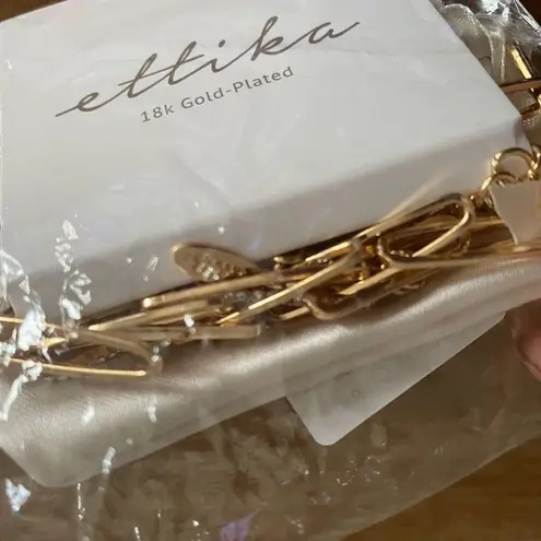 Ettika NWT Crystal Paperclip Chain Necklace 18K gold plating jewelry