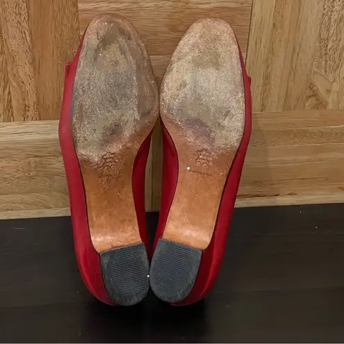 Salvatore Ferragamo Vintage 08100 Red Vara Bow Low Heel Leather Pumps Size 8 A2