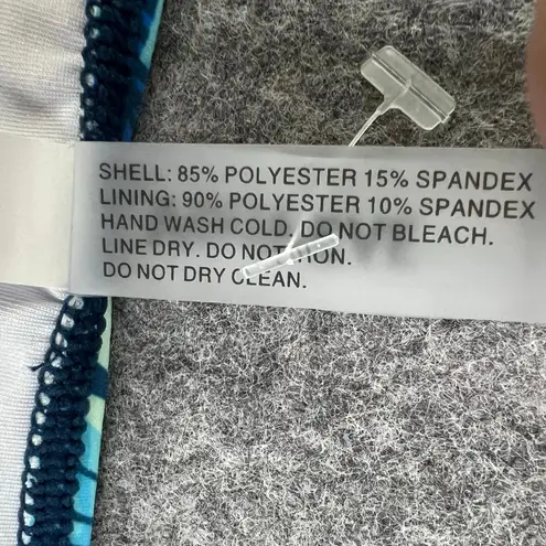 Aqua Eve Tankini Top Women L Blue Tropical Leaves Ruched Tummy Control Beach Size L