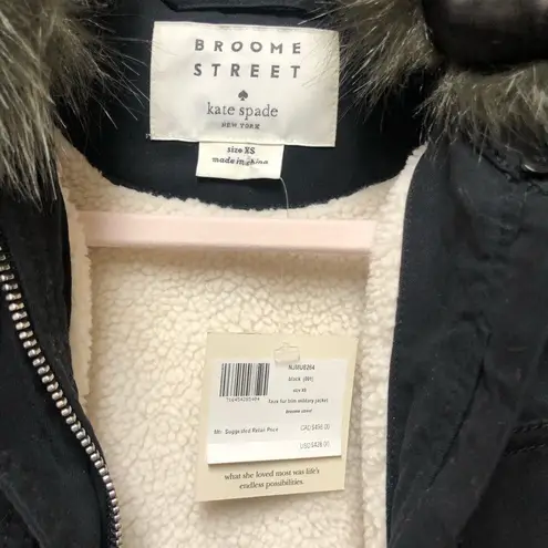 Kate Spade  faux fur trim military jacket