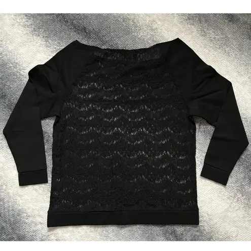 Poetic Justice Lace Ponte Sleeve Knit Off Shoulders Top Women Size 1X NWOT Black