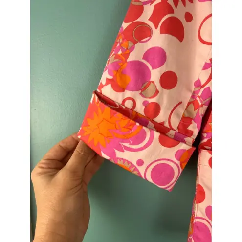 John Paul Richard Women’s Size 6 Stretch Blazer Jacket Pink Orange Floral Mod Retr