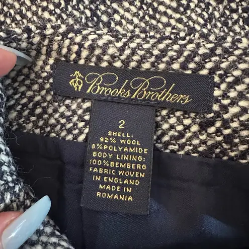 Brooks Brothers blue & white tweed wool blend pencil skirt size 2