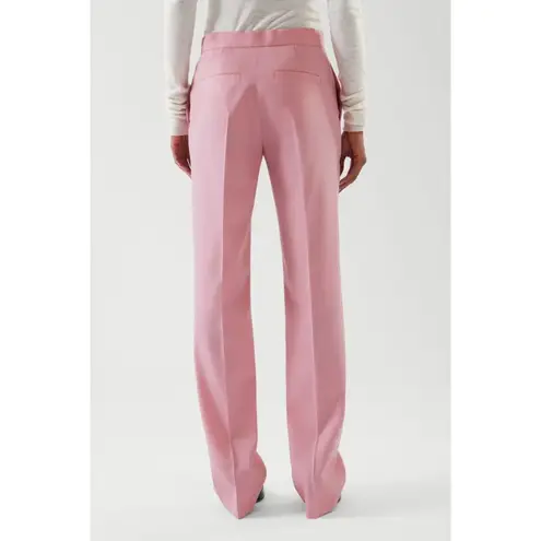 COS Pink Straight-Leg Better Wool Trousers Flat Front High Waist Career Size 2