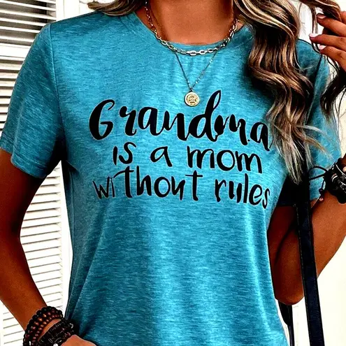 Emery Rose "Grandma is a Mom Without Rules" Graphic Tee Blue Size XL(12)