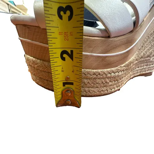 Ralph Lauren Purple Label Erin Espadrille Wedge Platform White Leather 37.5 Size 6.5