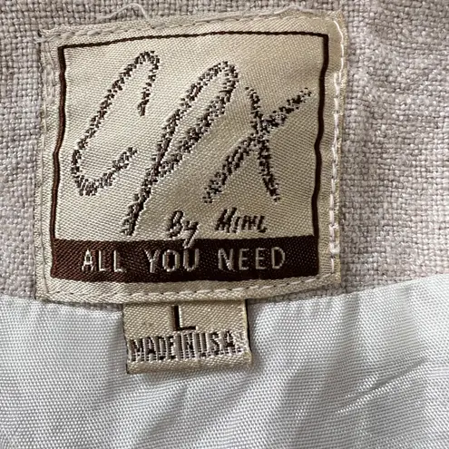 Vintage 90s CPX by Mimi Linen Blazer Women Large Beige One Button Jacket USA Tan