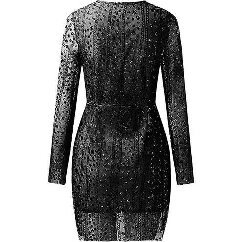 NWOT ~ Black Sheer Sequin Glitter Sparkly Date Night Mini Dress ~ Size SMALL