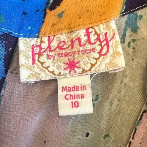 Plenty By Tracy Reese Anthropologie Stripe Colorful Dress Silk Size 10 Women's