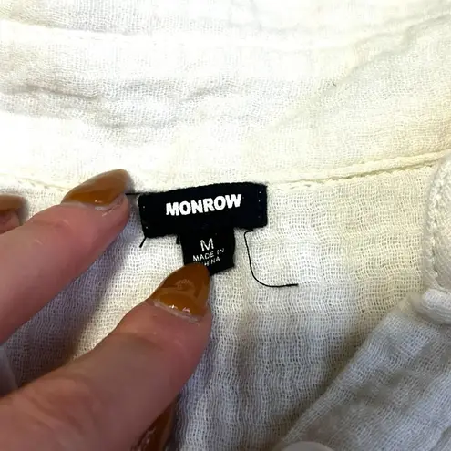 Revolve Monrow Relaxed Button up Blouse In Chalk Long Sleeve Size Medium White