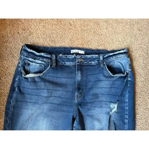 KanCan Distressed Blue Denim Jeans with Raw Hem and Ripped Details Size 20