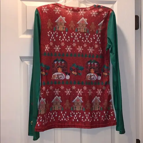 ✨FauxReal Ugly Christmas long sleeve shirt Green Size L