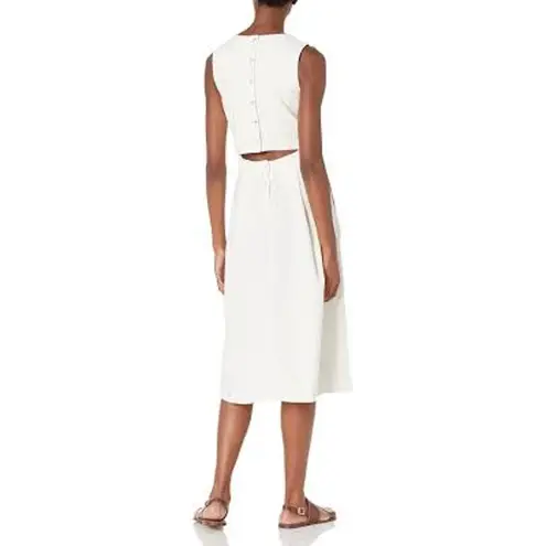 ADRIANO GOLDSCHMIED Libby Button Back Midi Dress w Pockets LINEN White Medium M