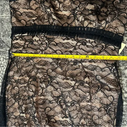 Badgley Mischka Vintage NWT Size 14 Black Lace Rhinestone Formal Strapless Gown