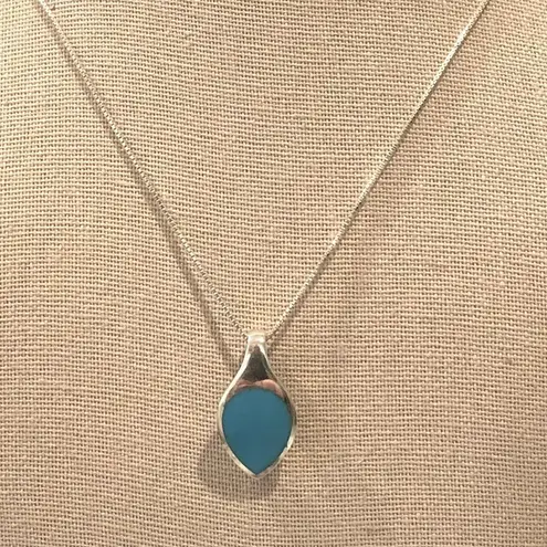 Vintage and Turquoise Pendant On Sterling Silver Necklace